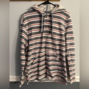 Free Planet Baja Hoodie Sweatshirt Medium Striped Pullover